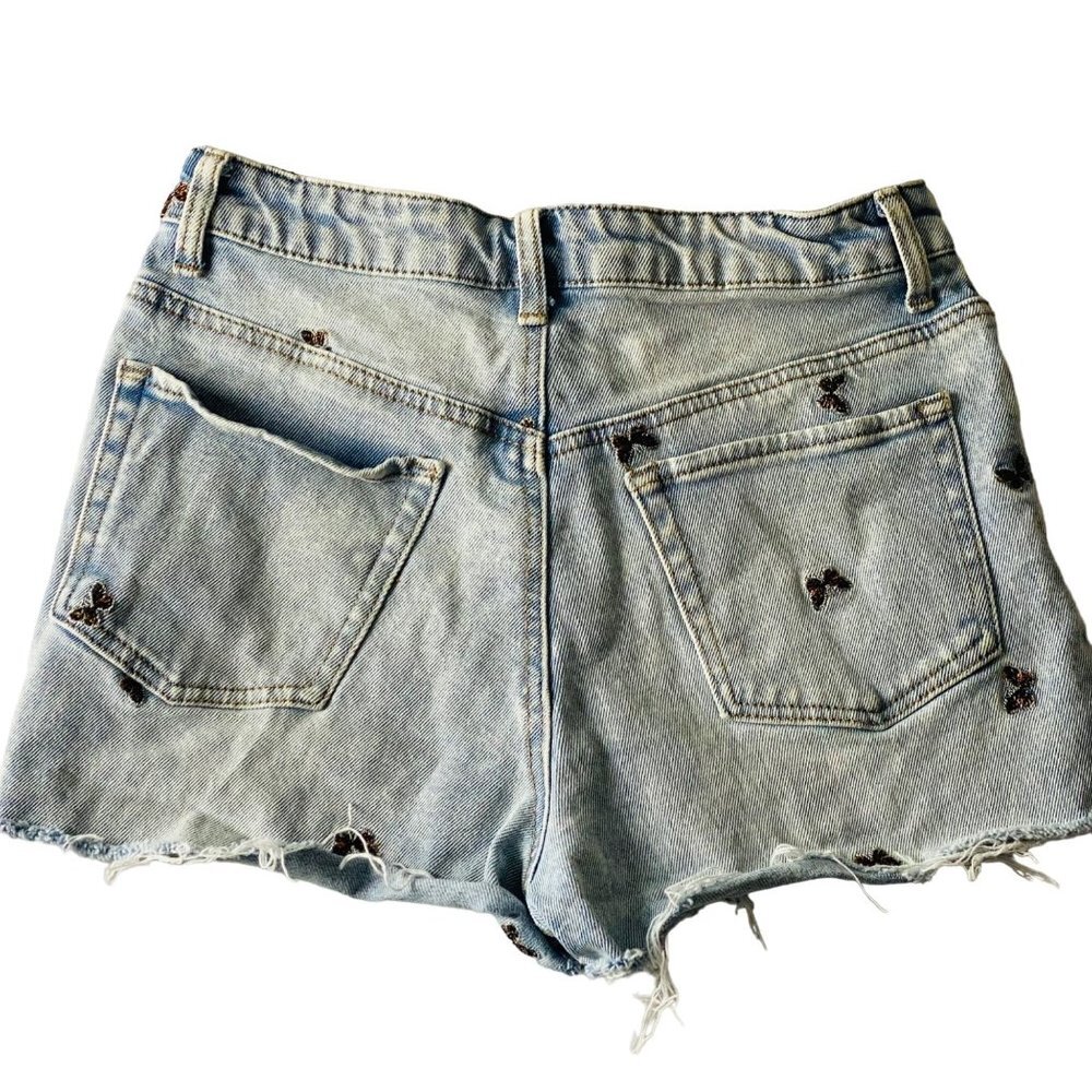 Tinseltown‎ Jean Shorts Junior Sz 5 Blue Distressed Denim Embroidered Butterfly - Picture 9 of 9